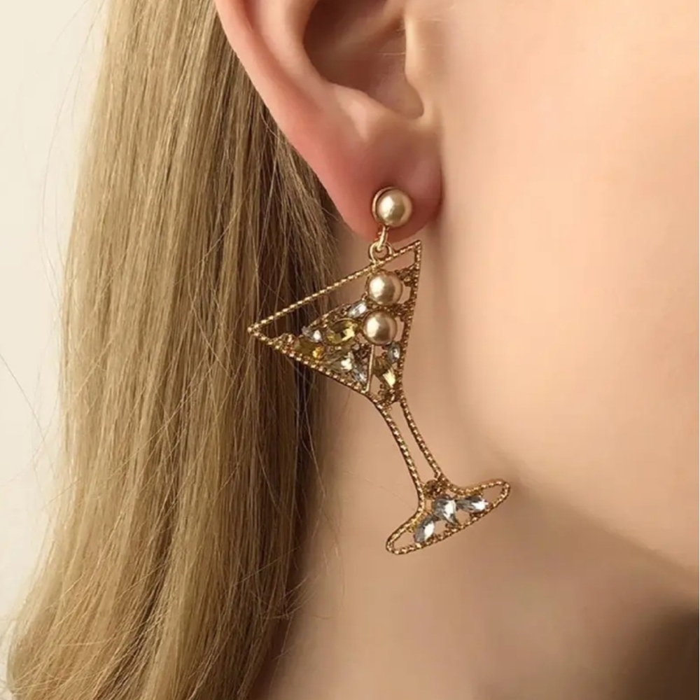 Fashion Jewelry Gold Martini Earrings